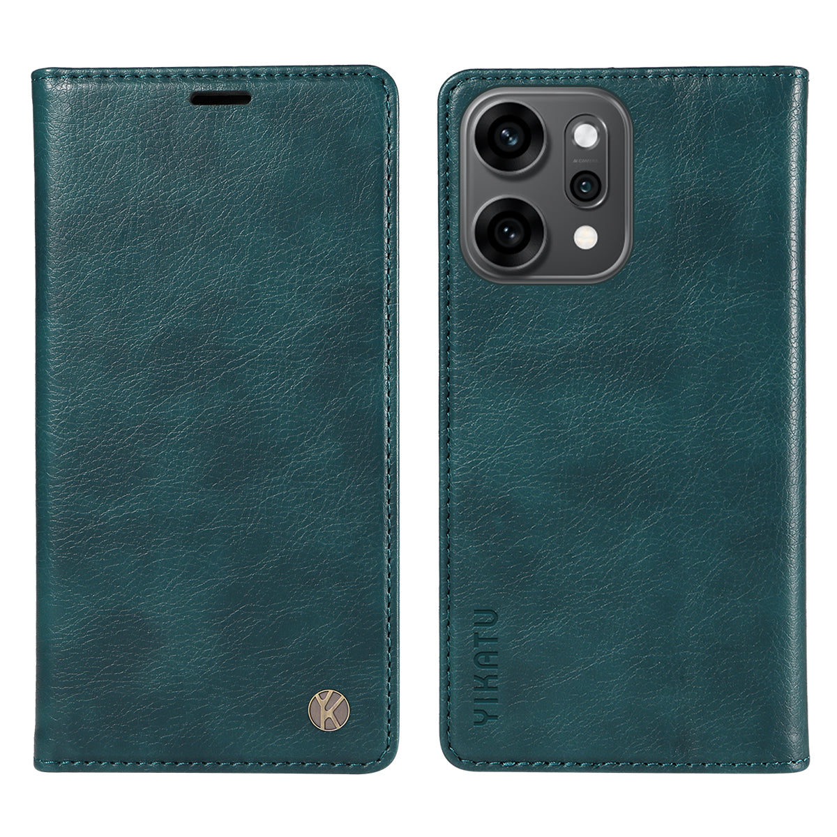 For Oppo Reno14 Pro 5G (China) / Oppo Reno14 Pro 5G (Global) Wallet Case YIKATU YK-006 Magnetic Closure Leather Phone Cover Litchi Texture - Blue