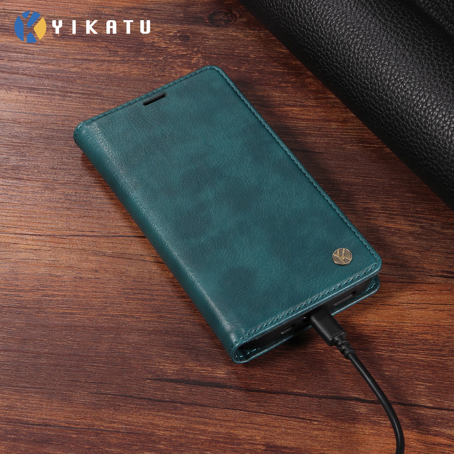 For Oppo Reno14 Pro 5G (China) / Oppo Reno14 Pro 5G (Global) Wallet Case YIKATU YK-006 Magnetic Closure Leather Phone Cover Litchi Texture - Blue