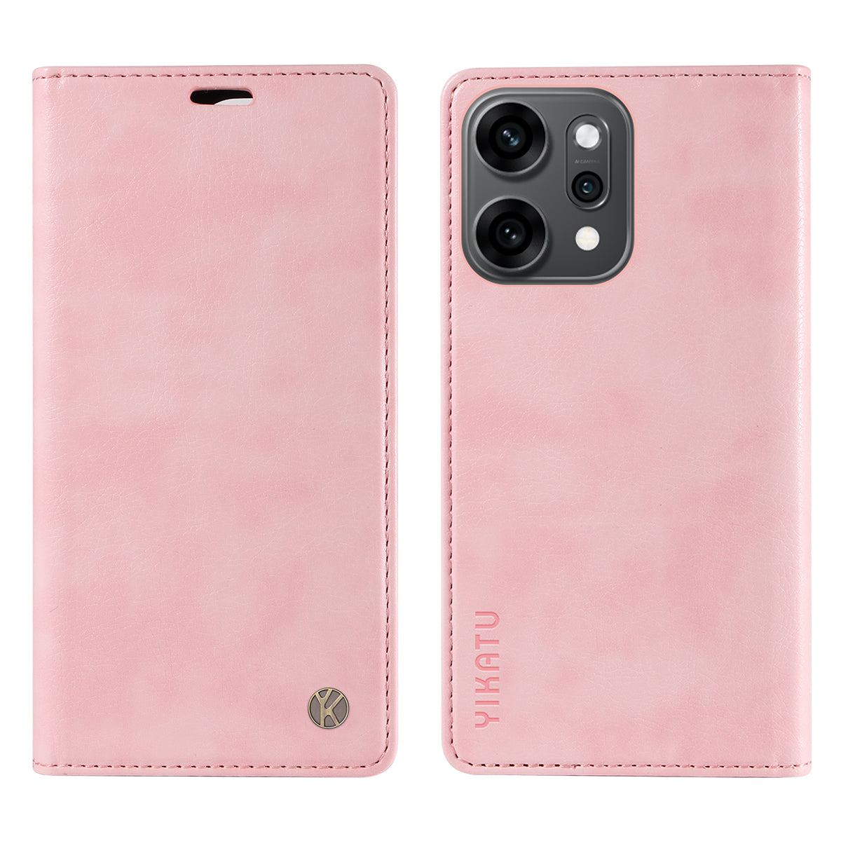 For Oppo Reno14 Pro 5G (China) / Oppo Reno14 Pro 5G (Global) Wallet Case YIKATU YK-006 Magnetic Closure Leather Phone Cover Litchi Texture - Pink