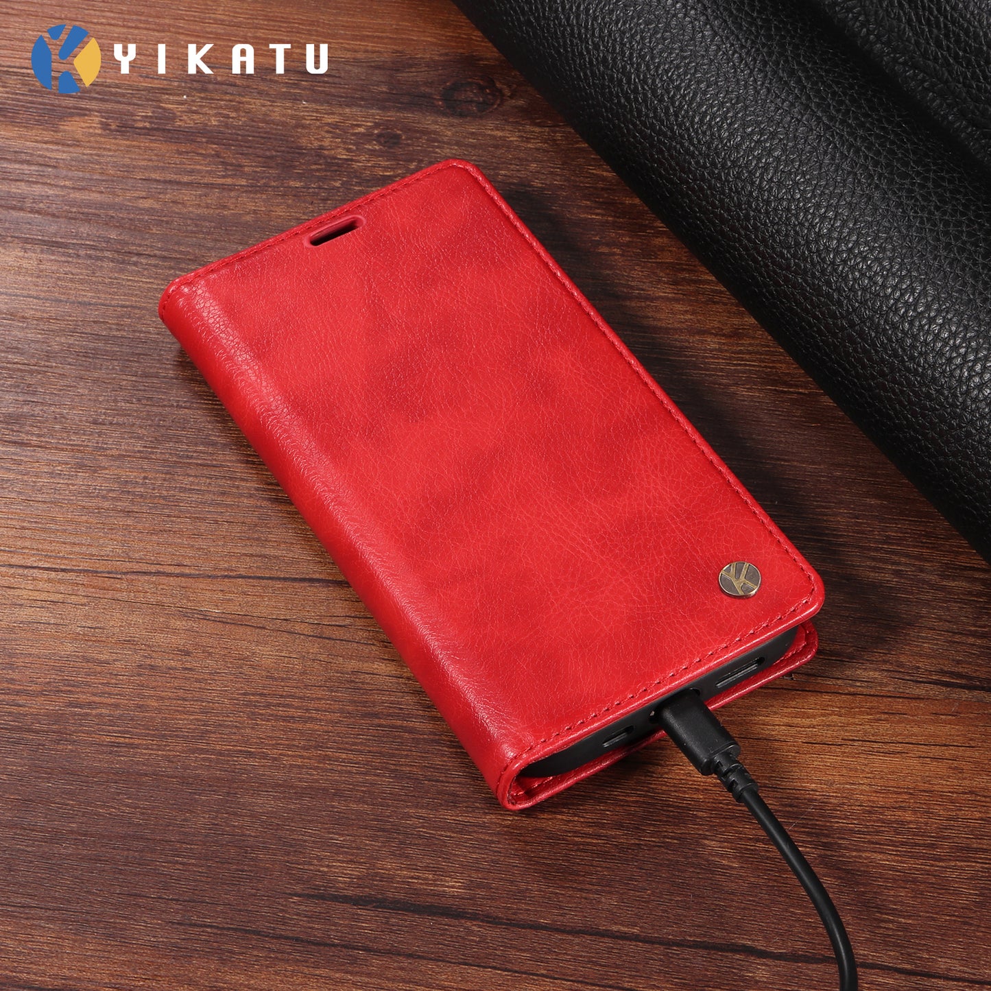 For Oppo Reno14 Pro 5G (China) / Oppo Reno14 Pro 5G (Global) Wallet Case YIKATU YK-006 Magnetic Closure Leather Phone Cover Litchi Texture - Red