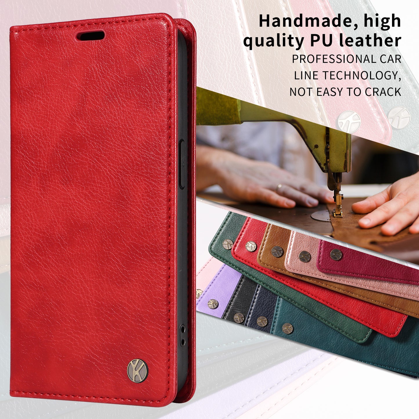 For Oppo Reno14 Pro 5G (China) / Oppo Reno14 Pro 5G (Global) Wallet Case YIKATU YK-006 Magnetic Closure Leather Phone Cover Litchi Texture - Red