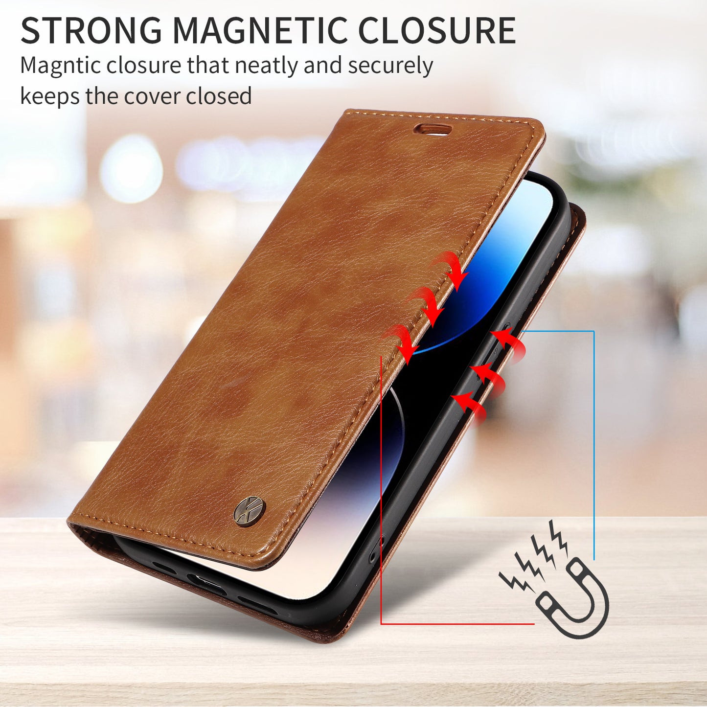 For Oppo Reno14 Pro 5G (China) / Oppo Reno14 Pro 5G (Global) Wallet Case YIKATU YK-006 Magnetic Closure Leather Phone Cover Litchi Texture - Brown