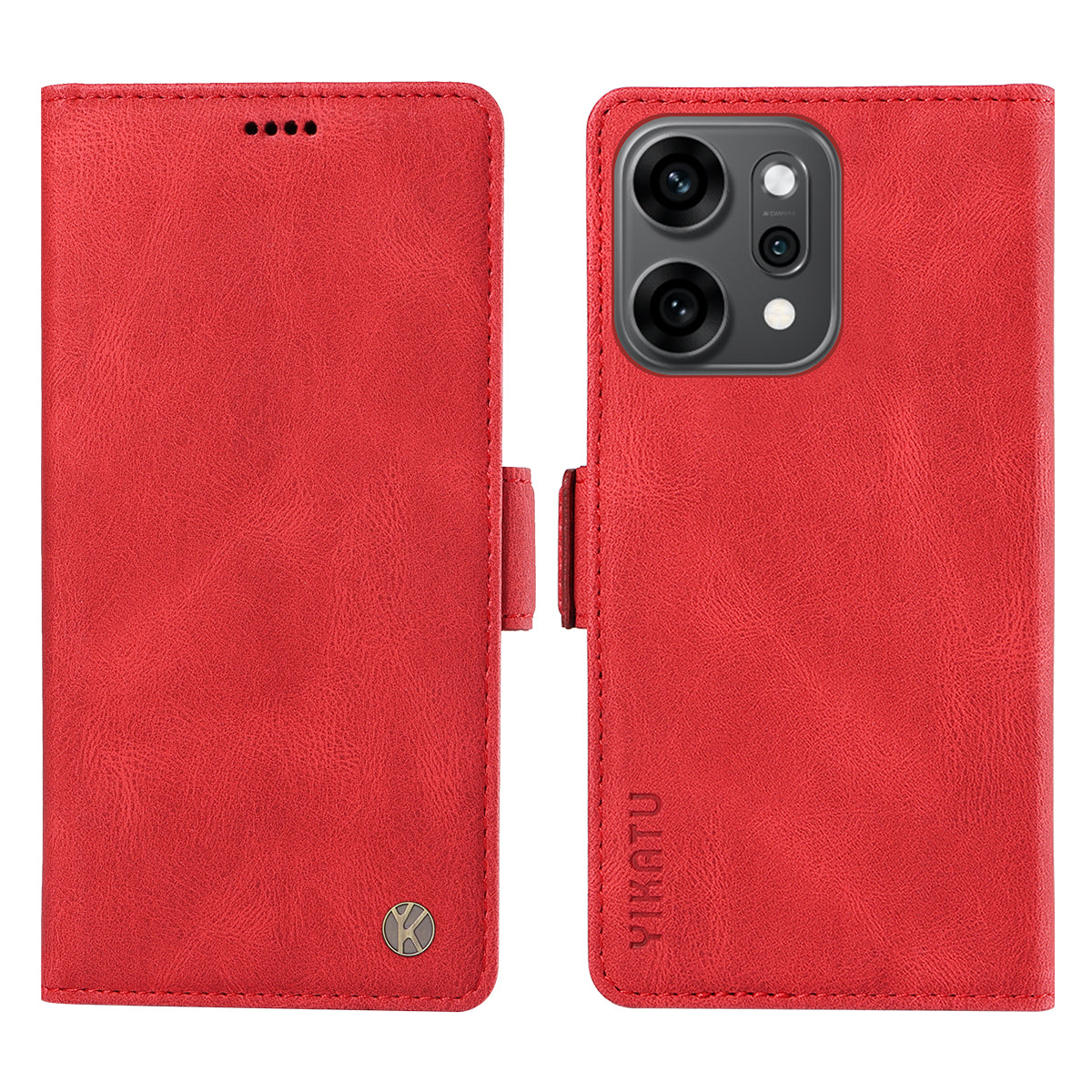 For Oppo Reno14 Pro 5G (China) / Oppo Reno14 Pro 5G (Global) Leather Case YIKATU YK-005 Skin-touch Feeling Wallet Phone Cover - Red