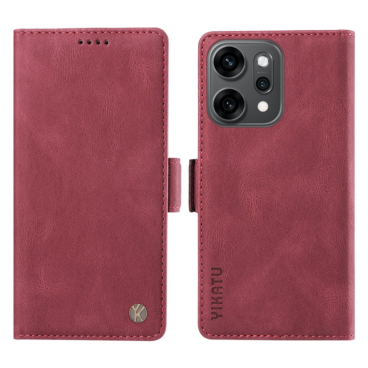 For Oppo Reno14 Pro 5G (China) / Oppo Reno14 Pro 5G (Global) Leather Case YIKATU YK-005 Skin-touch Feeling Wallet Phone Cover - Wine Red