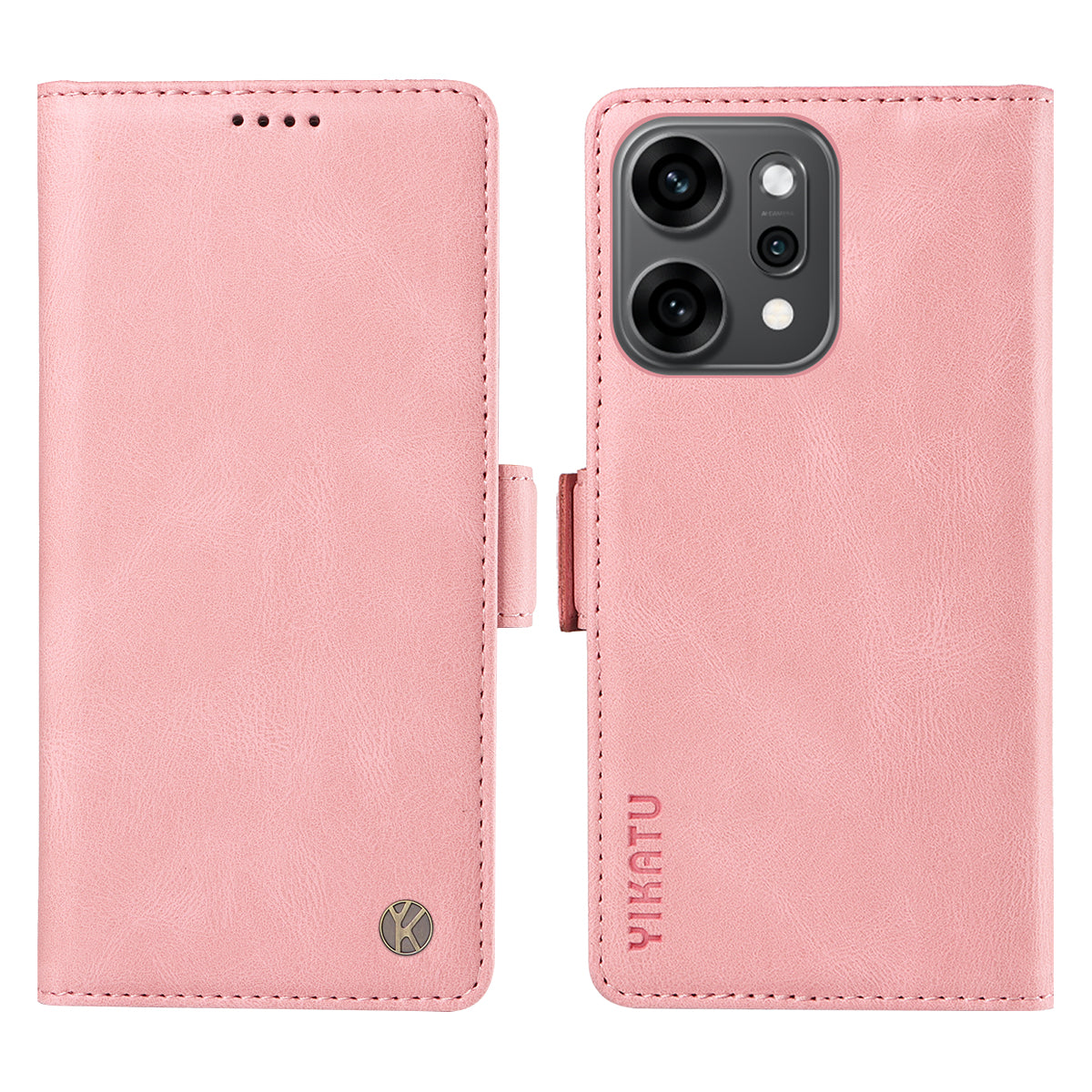 For Oppo Reno14 Pro 5G (China) / Oppo Reno14 Pro 5G (Global) Leather Case YIKATU YK-005 Skin-touch Feeling Wallet Phone Cover - Pink