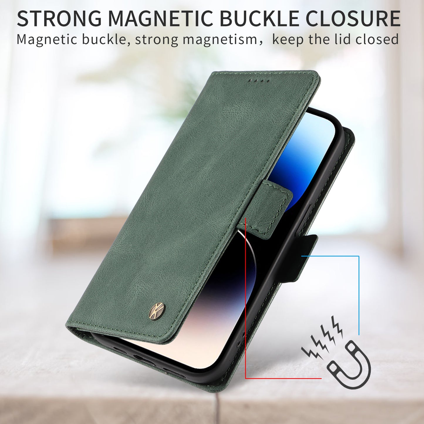 For Oppo Reno14 Pro 5G (China) / Oppo Reno14 Pro 5G (Global) Leather Case YIKATU YK-005 Skin-touch Feeling Wallet Phone Cover - Green