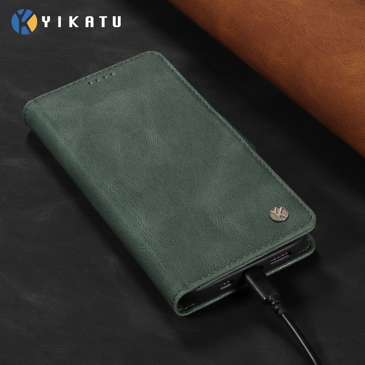 For Oppo Reno14 Pro 5G (China) / Oppo Reno14 Pro 5G (Global) Leather Case YIKATU YK-005 Skin-touch Feeling Wallet Phone Cover - Green