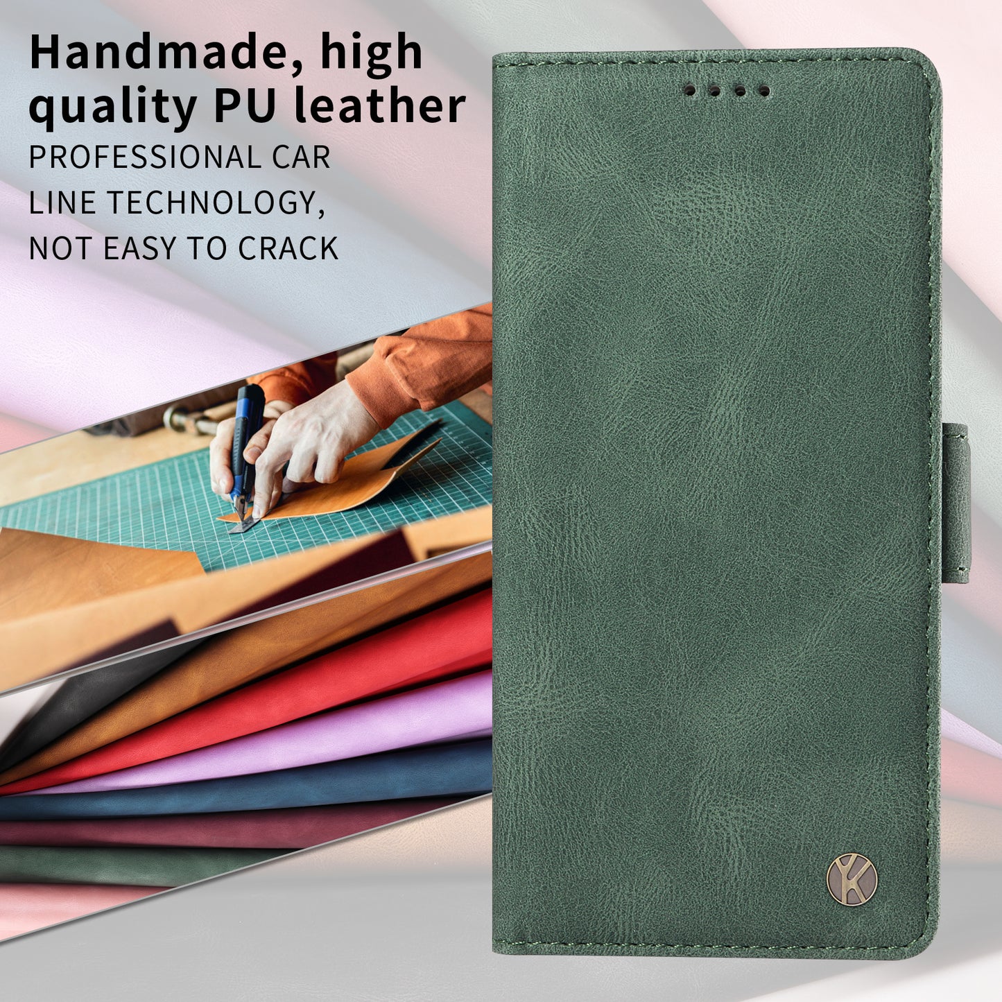 For Oppo Reno14 Pro 5G (China) / Oppo Reno14 Pro 5G (Global) Leather Case YIKATU YK-005 Skin-touch Feeling Wallet Phone Cover - Green