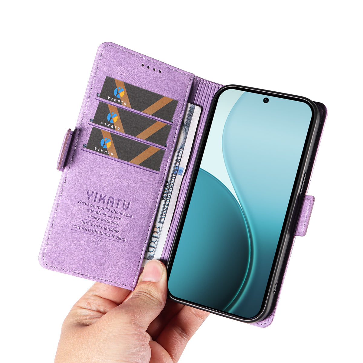 For Oppo Reno14 Pro 5G (China) / Oppo Reno14 Pro 5G (Global) Leather Case YIKATU YK-005 Skin-touch Feeling Wallet Phone Cover - Purple