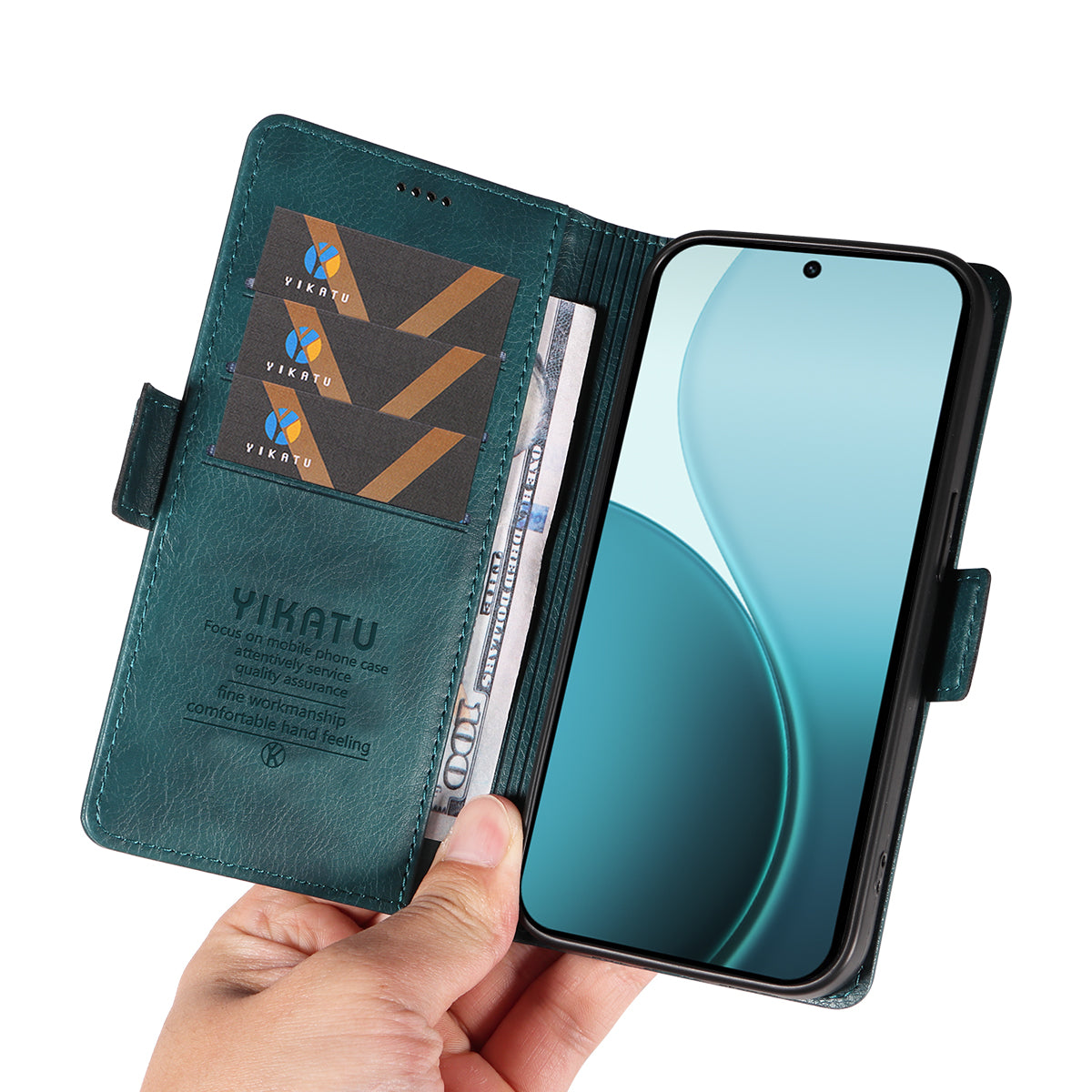 For Oppo Reno14 Pro 5G (China) / Oppo Reno14 Pro 5G (Global) Case YIKATU YK-007 Litchi Texture PU Leather Wallet Phone Cover - Blue