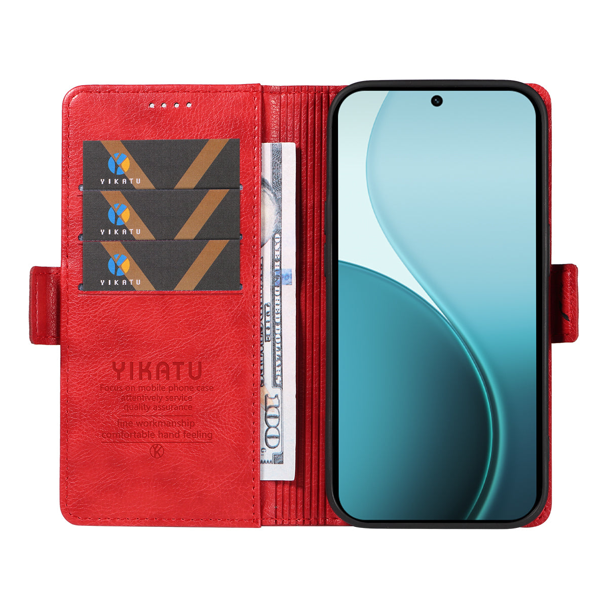 For Oppo Reno14 Pro 5G (China) / Oppo Reno14 Pro 5G (Global) Case YIKATU YK-007 Litchi Texture PU Leather Wallet Phone Cover - Red
