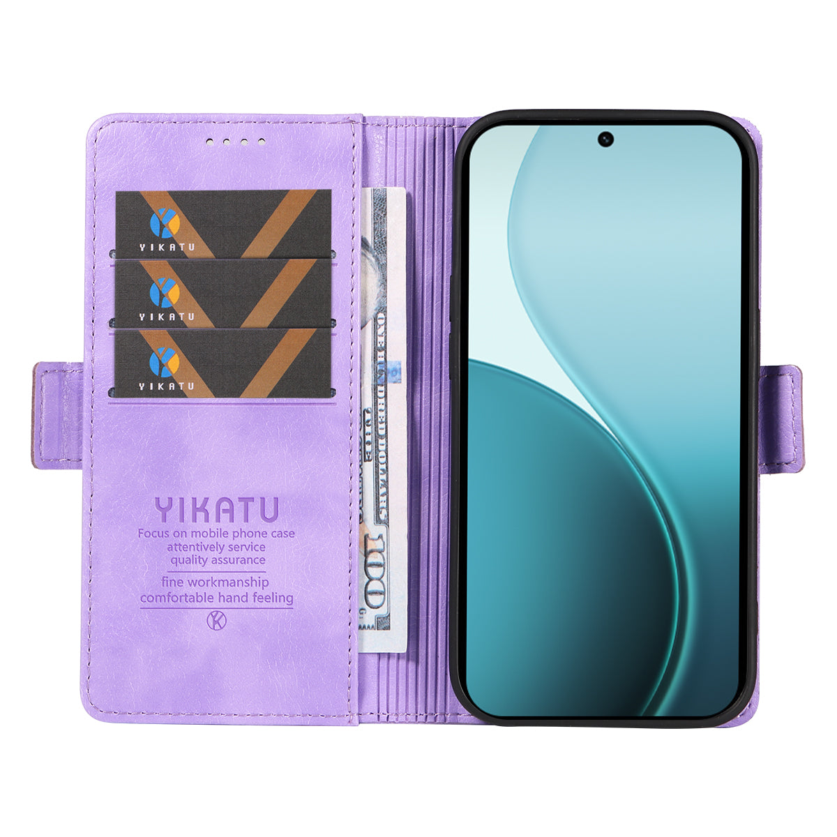 For Oppo Reno14 Pro 5G (China) / Oppo Reno14 Pro 5G (Global) Case YIKATU YK-007 Litchi Texture PU Leather Wallet Phone Cover - Purple