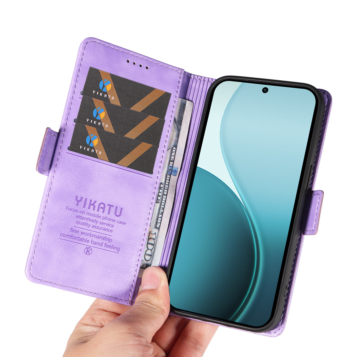 For Oppo Reno14 Pro 5G (China) / Oppo Reno14 Pro 5G (Global) Case YIKATU YK-007 Litchi Texture PU Leather Wallet Phone Cover - Purple