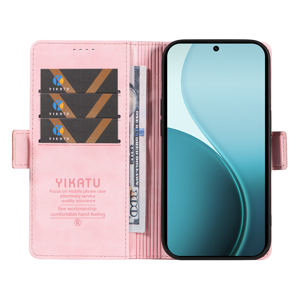 For Oppo Reno14 Pro 5G (China) / Oppo Reno14 Pro 5G (Global) Case YIKATU YK-007 Litchi Texture PU Leather Wallet Phone Cover - Pink