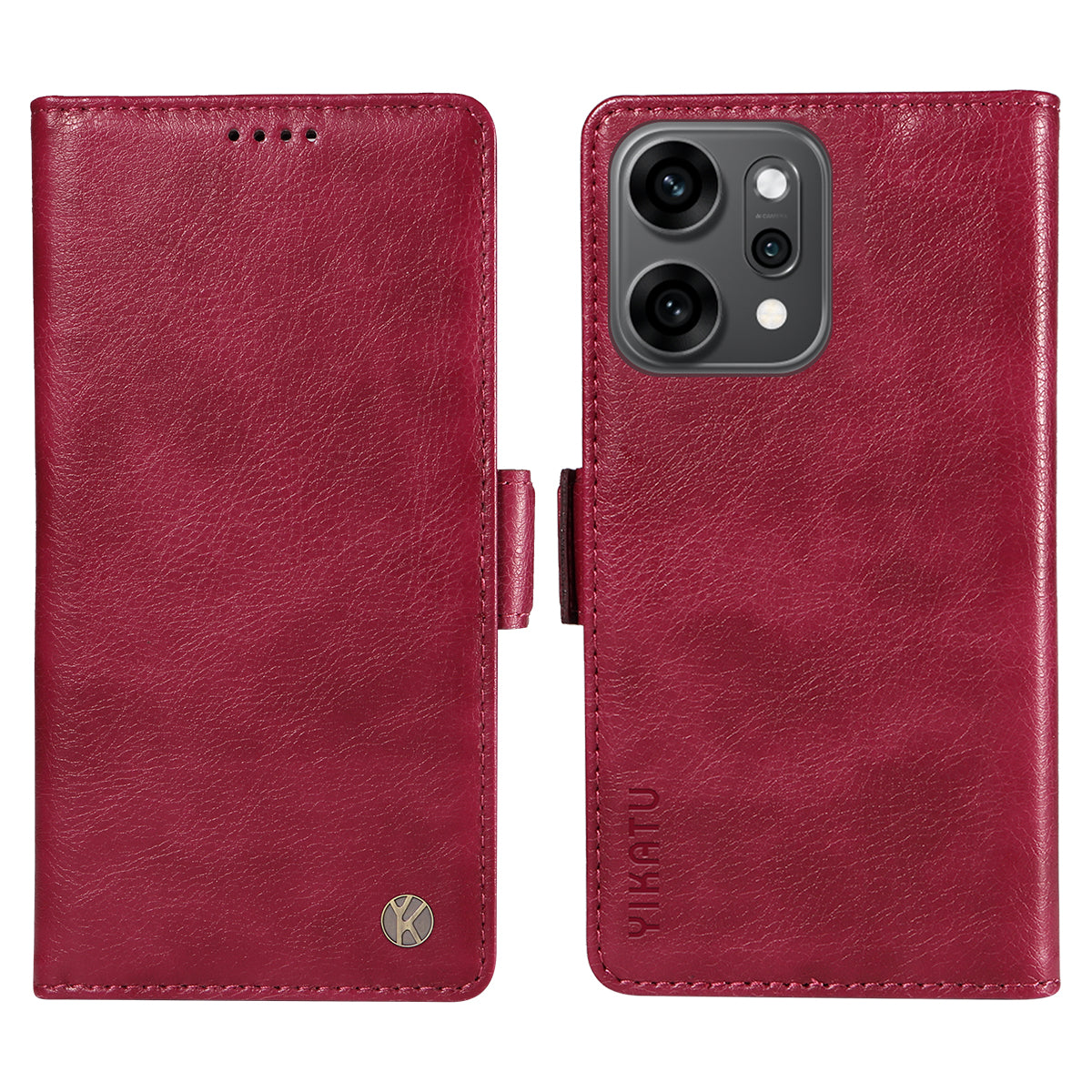 For Oppo Reno14 Pro 5G (China) / Oppo Reno14 Pro 5G (Global) Case YIKATU YK-007 Litchi Texture PU Leather Wallet Phone Cover - Wine Red