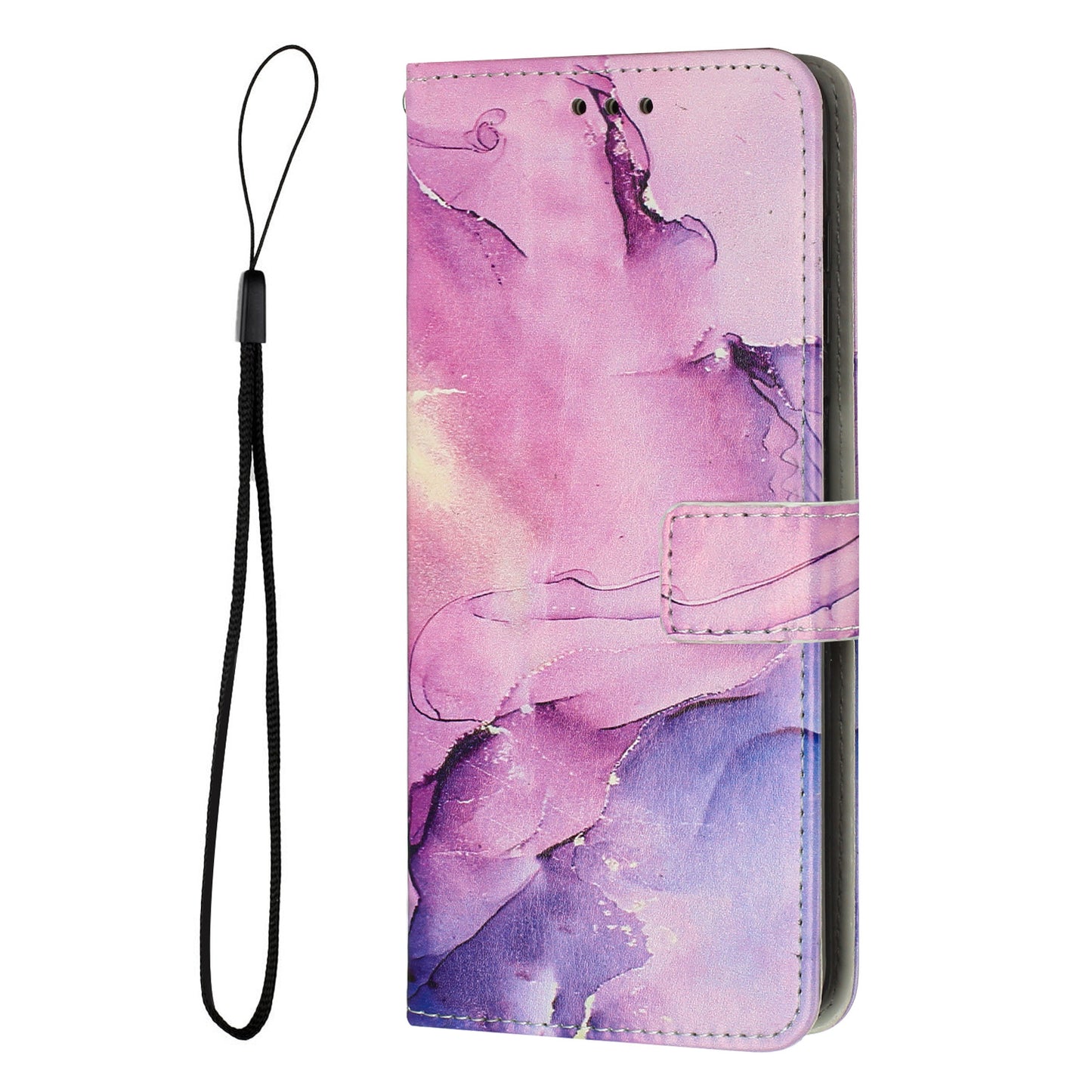 For Oppo Reno14 Pro 5G (China) / Oppo Reno14 Pro 5G (Global) Stand Case Marble Pattern PU Leather Wallet Phone Cover - Purple