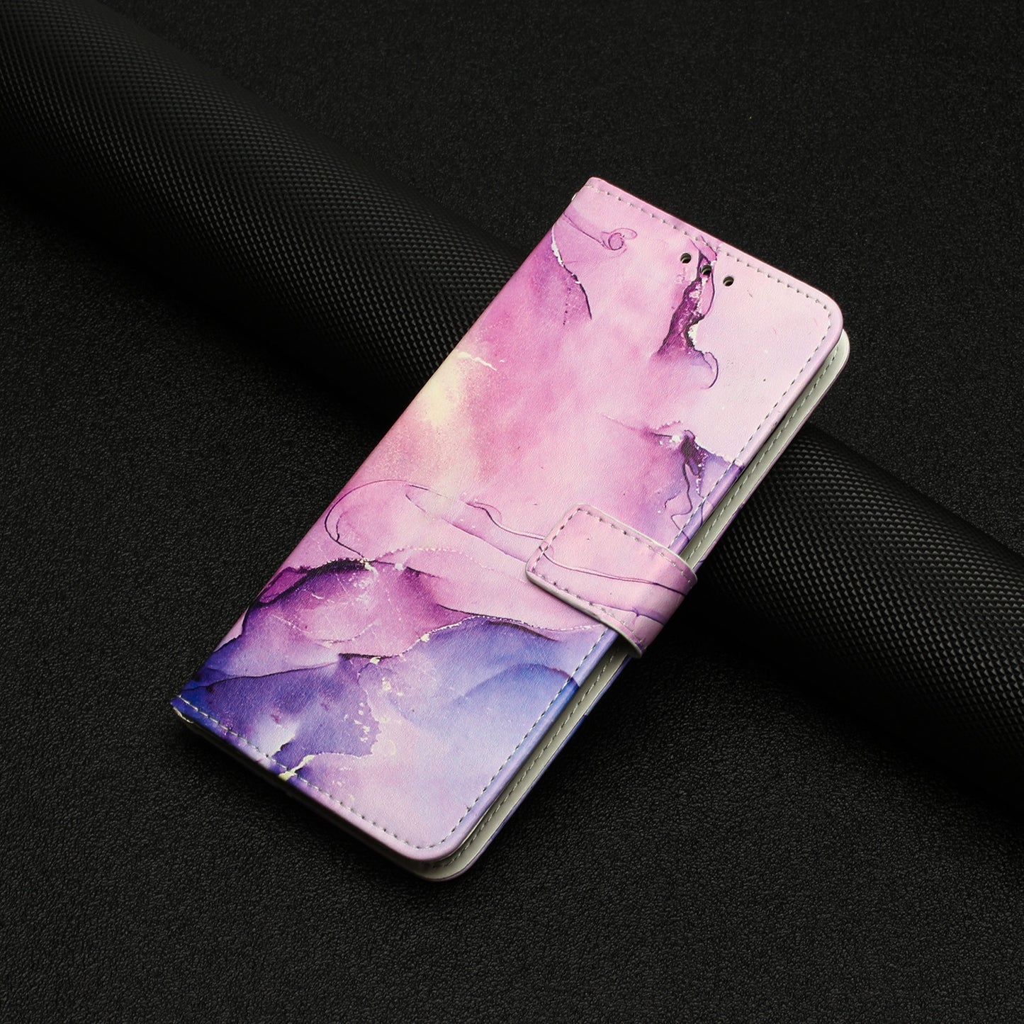 For Oppo Reno14 Pro 5G (China) / Oppo Reno14 Pro 5G (Global) Stand Case Marble Pattern PU Leather Wallet Phone Cover - Purple