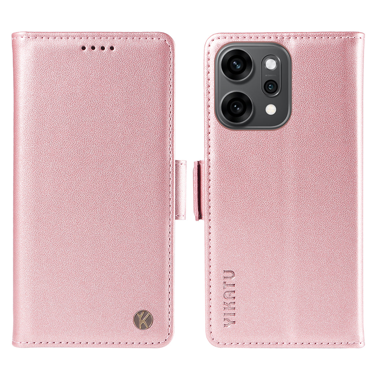 For Oppo Reno14 Pro 5G (China) / Oppo Reno14 Pro 5G (Global) Wallet Phone Case YIKATU YK-003 Leather Stand Cover - Rose Gold