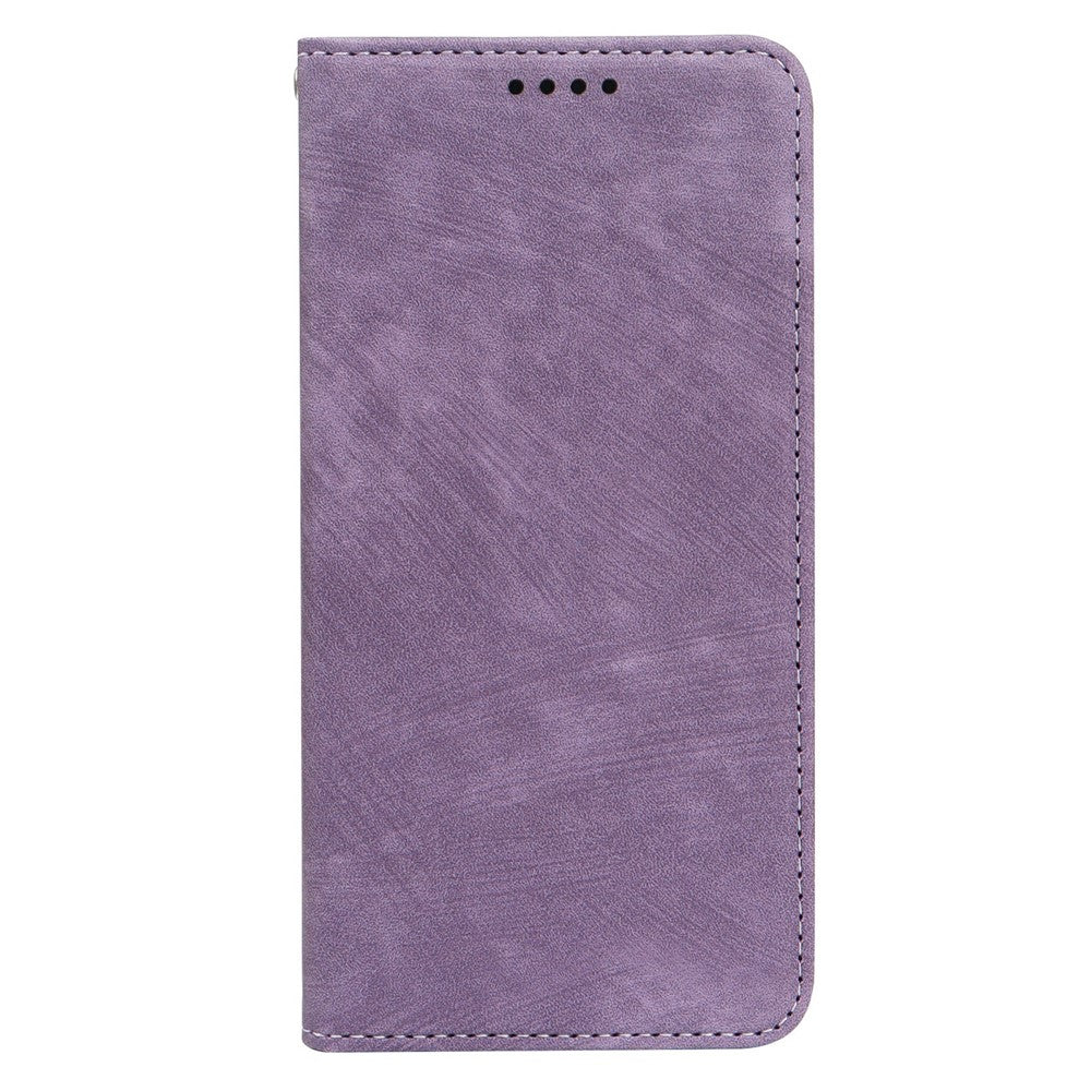 For Oppo Reno14 Pro 5G (Global) Case Strong Magnetic Leather Wallet Phone Cover with Striped Texture - Purple