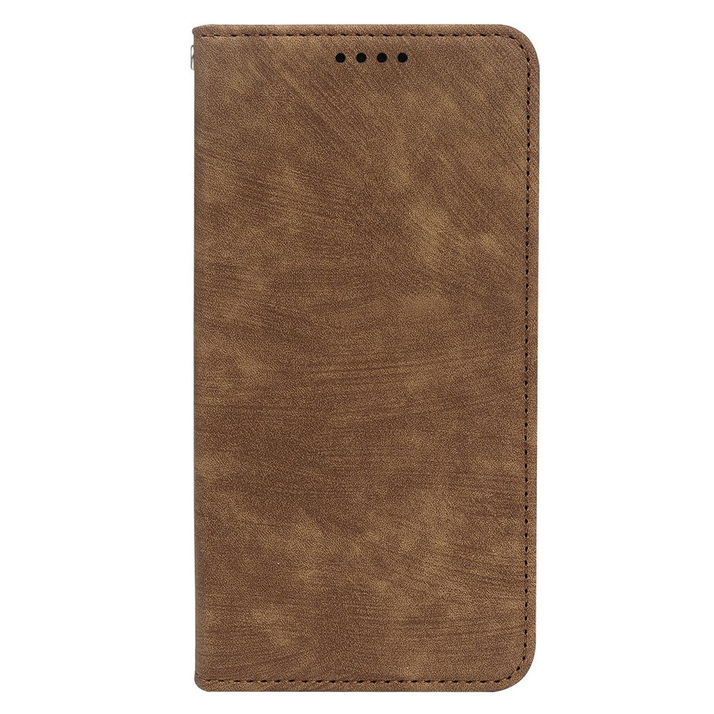 For Oppo Reno14 Pro 5G (Global) Case Strong Magnetic Leather Wallet Phone Cover with Striped Texture - Brown
