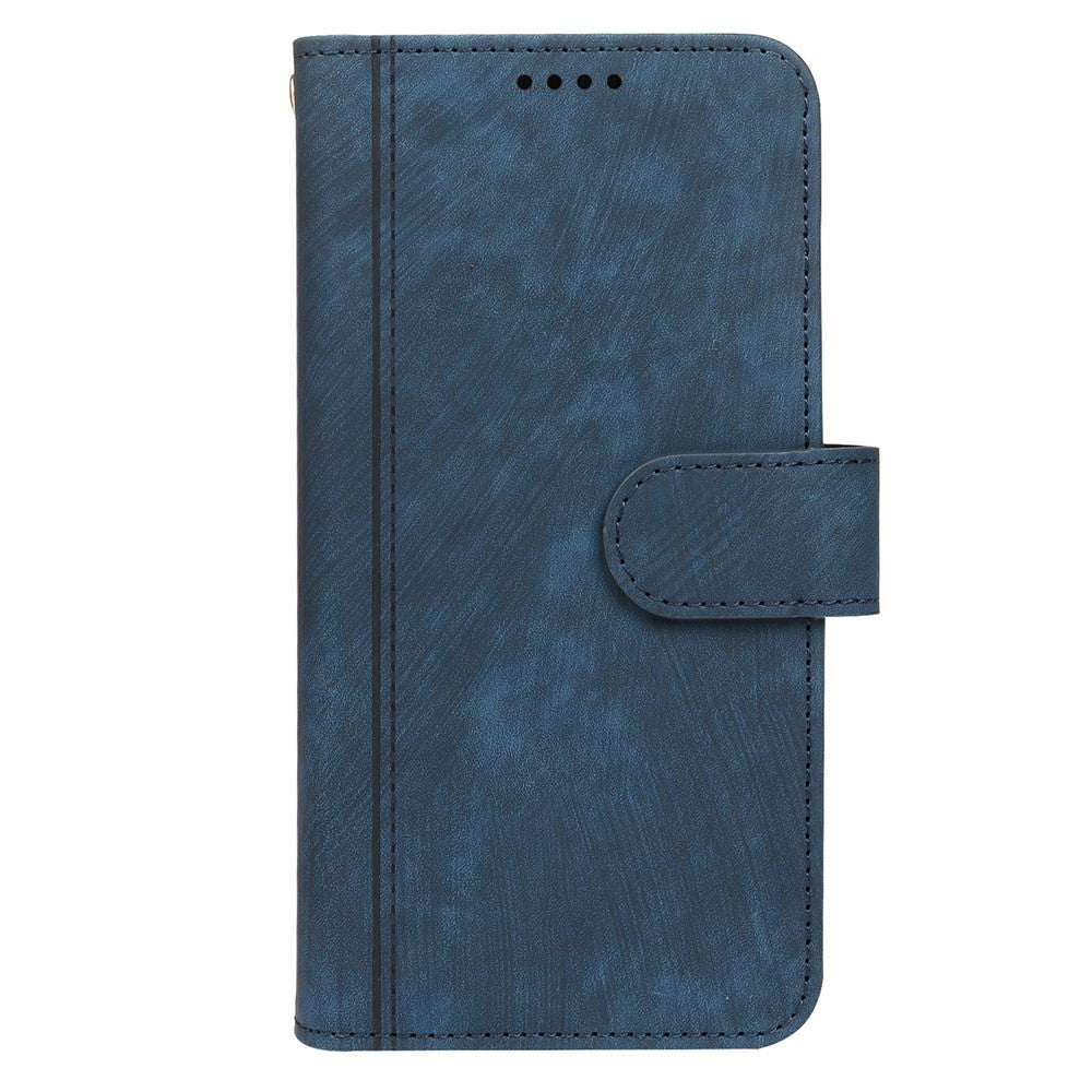 For iPhone 17 Pro Max Leather Case Line Pattern Wallet Phone Cover with 9 Card Slots - Blue