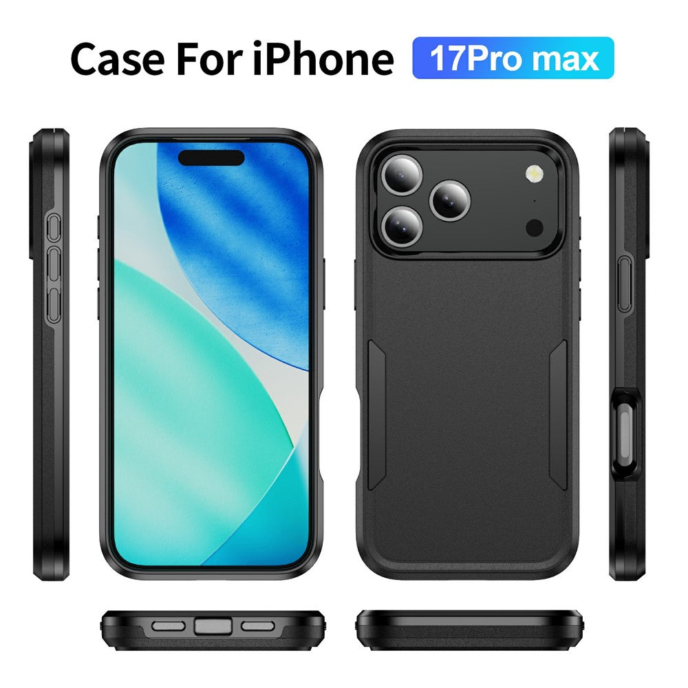 For iPhone 17 Pro Max Case PC + TPU Military Grade Drop Protective Phone Cover - Black