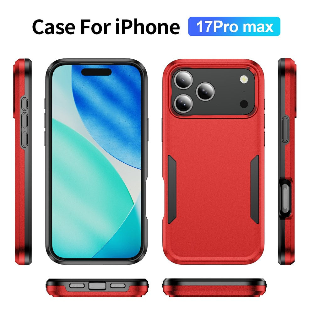 For iPhone 17 Pro Max Case PC + TPU Military Grade Drop Protective Phone Cover - Red + Black