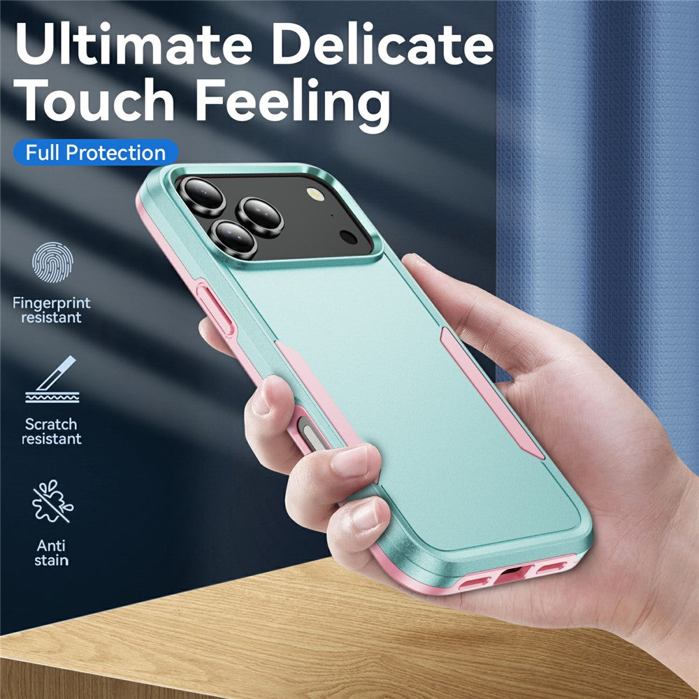 For iPhone 17 Pro Max Case PC + TPU Military Grade Drop Protective Phone Cover - Green + Pink