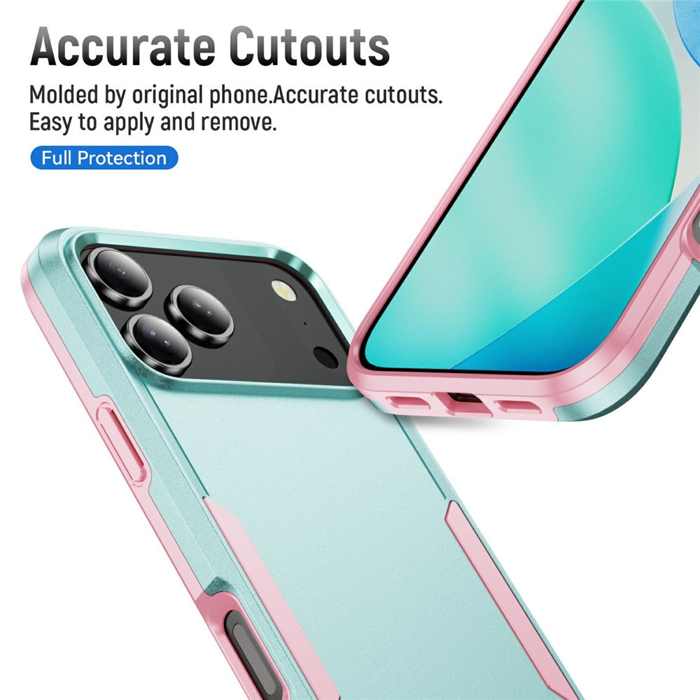 For iPhone 17 Pro Max Case PC + TPU Military Grade Drop Protective Phone Cover - Green + Pink