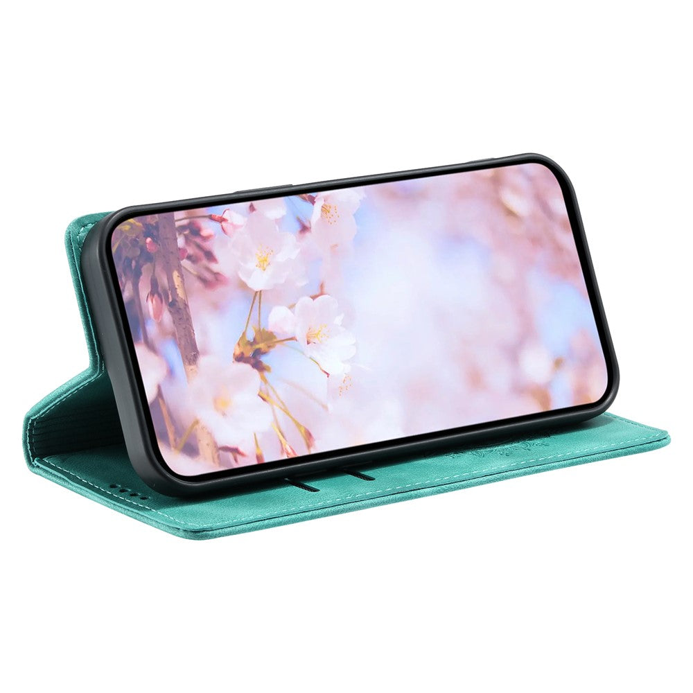 For iPhone 17 Pro Max Case Magnetic Closing Leather Phone Cover Pattern Imprinted - Mint Green