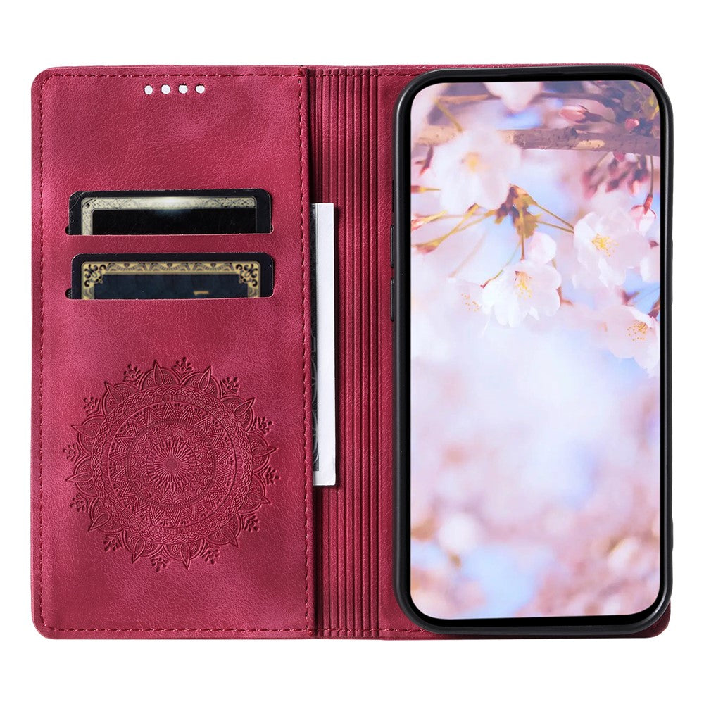 For iPhone 17 Pro Max Case Magnetic Closing Leather Phone Cover Pattern Imprinted - Rose