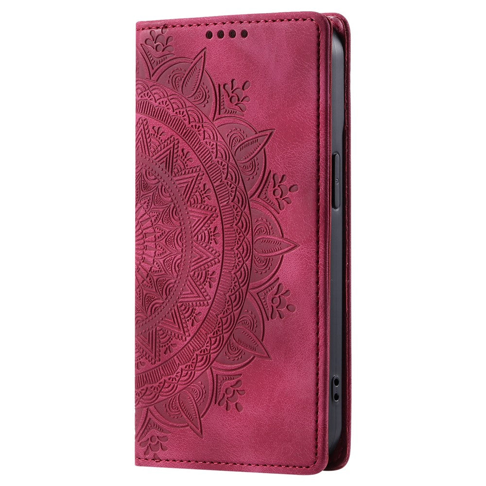 For iPhone 17 Pro Max Case Magnetic Closing Leather Phone Cover Pattern Imprinted - Rose