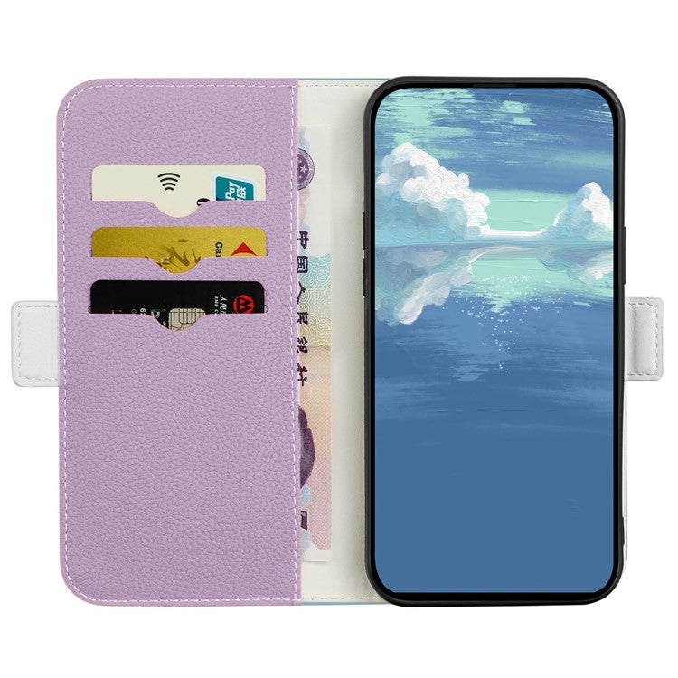 For Google Pixel 7 5G Litchi Texture PU Leather Full Protection Case Candy Color Phone Wallet Cover with Stand - Light Purple