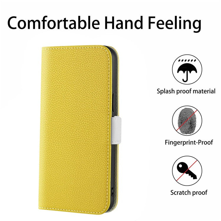 For Google Pixel 7 5G Litchi Texture PU Leather Full Protection Case Candy Color Phone Wallet Cover with Stand - Yellow
