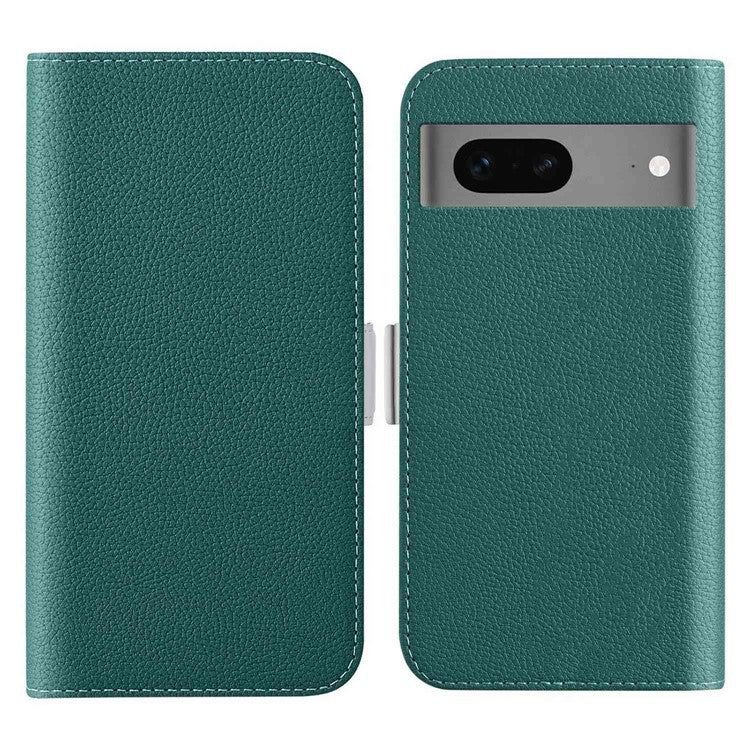 For Google Pixel 7 5G Litchi Texture PU Leather Full Protection Case Candy Color Phone Wallet Cover with Stand - Dark Green