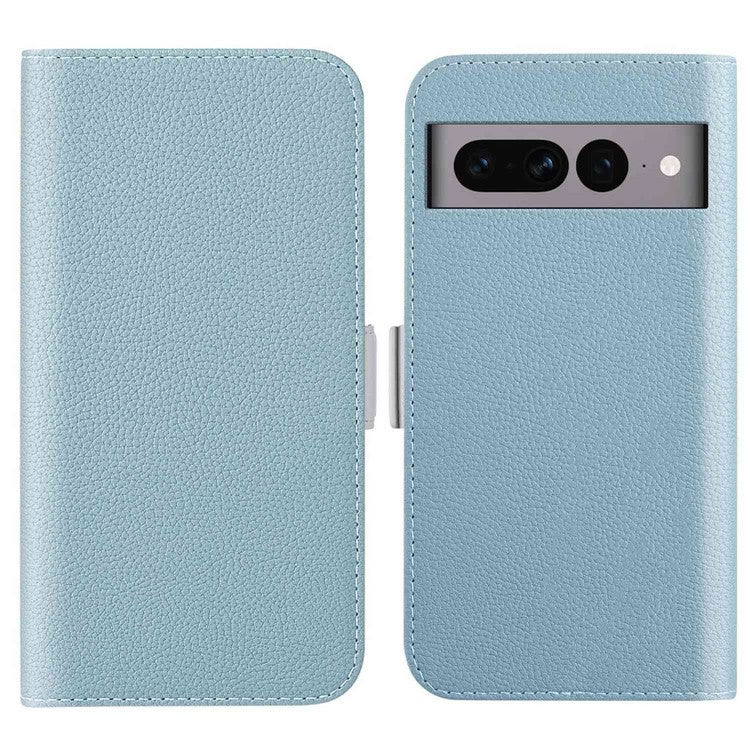 For Google Pixel 7 Pro 5G Litchi Texture Candy Color PU Leather Case Foldable Stand Wallet Phone Full Protection Cover - Baby Blue