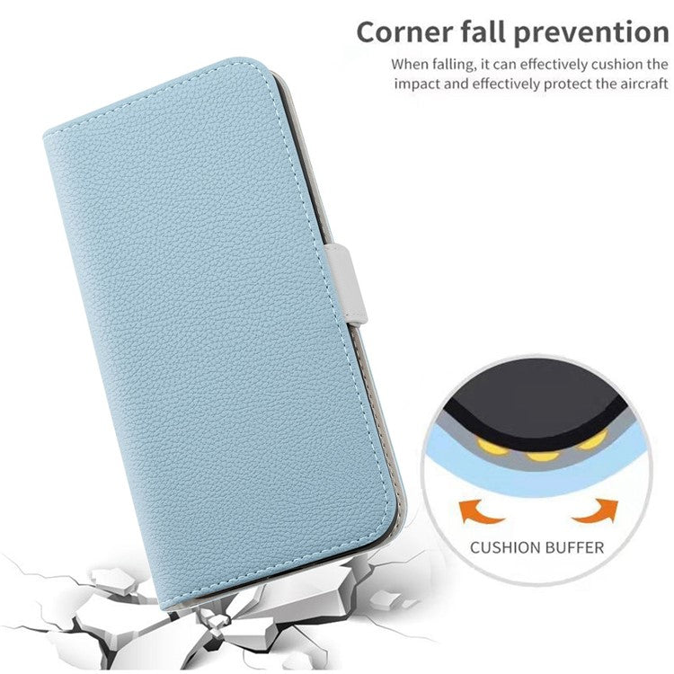 For Google Pixel 7 Pro 5G Litchi Texture Candy Color PU Leather Case Foldable Stand Wallet Phone Full Protection Cover - Baby Blue
