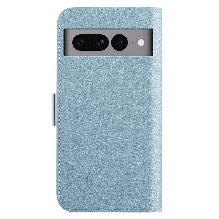 For Google Pixel 7 Pro 5G Litchi Texture Candy Color PU Leather Case Foldable Stand Wallet Phone Full Protection Cover - Baby Blue
