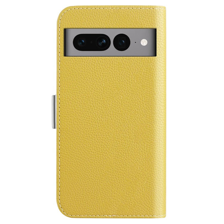 For Google Pixel 7 Pro 5G Litchi Texture Candy Color PU Leather Case Foldable Stand Wallet Phone Full Protection Cover - Yellow