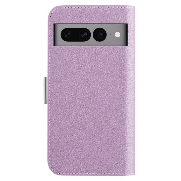 For Google Pixel 7 Pro 5G Litchi Texture Candy Color PU Leather Case Foldable Stand Wallet Phone Full Protection Cover - Light Purple