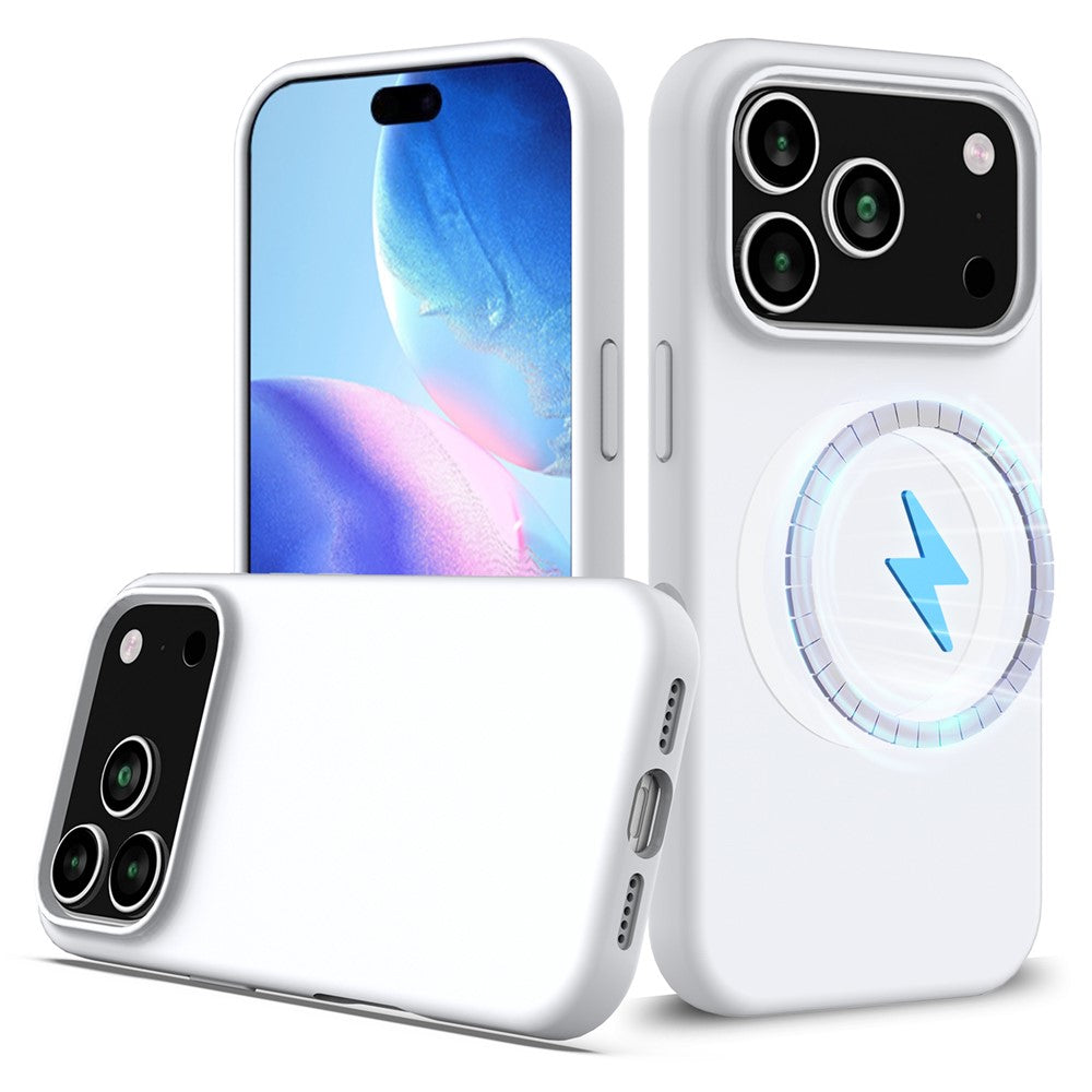 For iPhone 17 Pro Max Case Compatible with MagSafe Anti-Drop Liquid Silicone Phone Cover - White