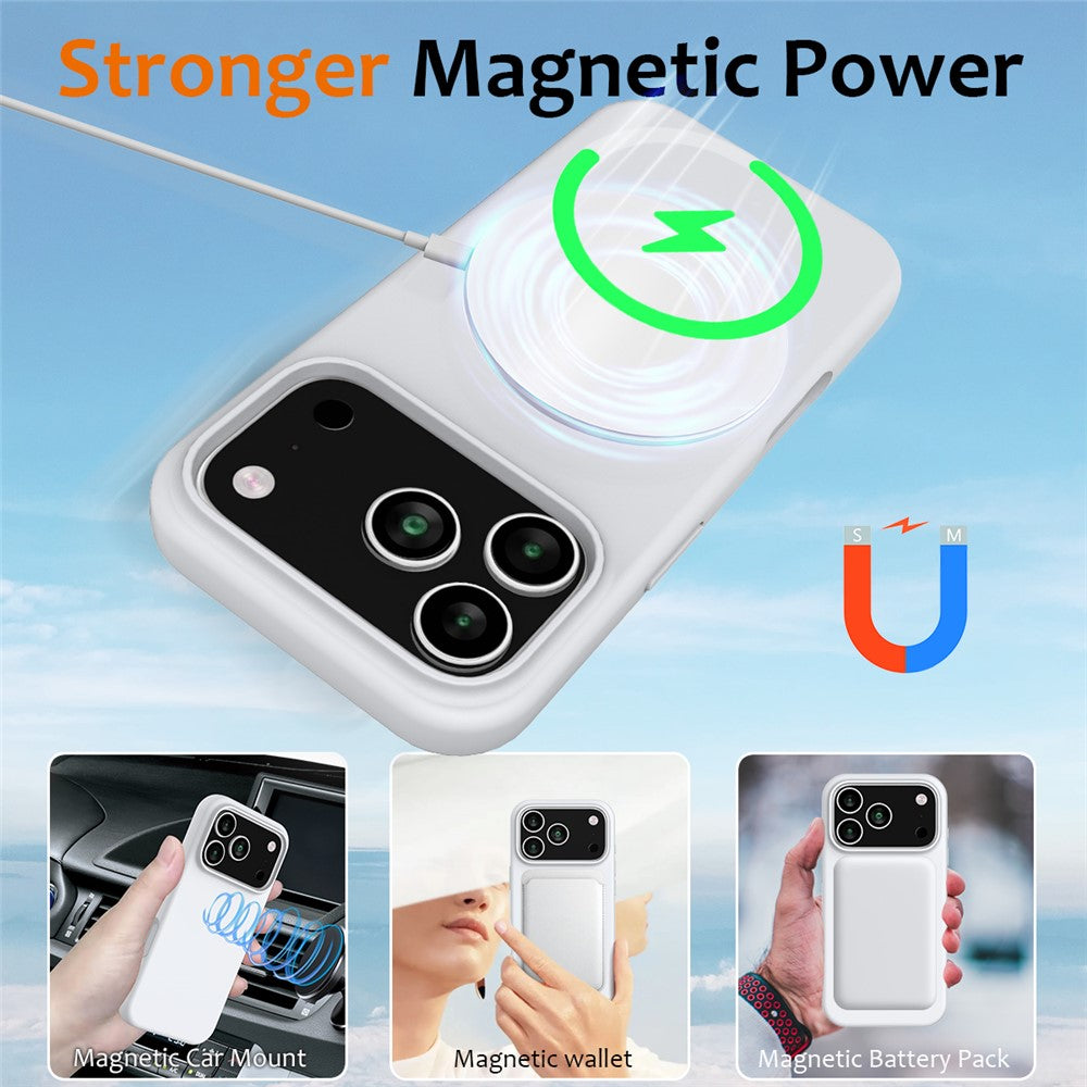 For iPhone 17 Pro Max Case Compatible with MagSafe Anti-Drop Liquid Silicone Phone Cover - White