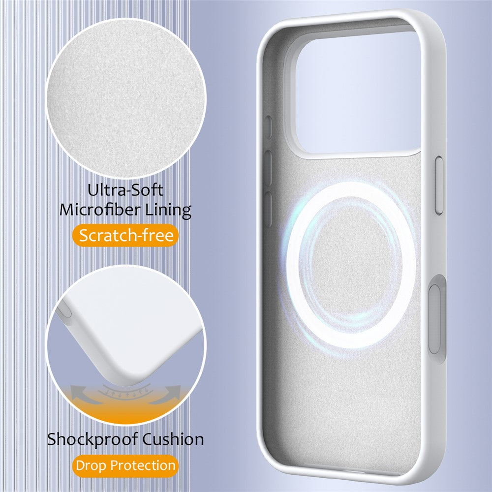 For iPhone 17 Pro Max Case Compatible with MagSafe Anti-Drop Liquid Silicone Phone Cover - White