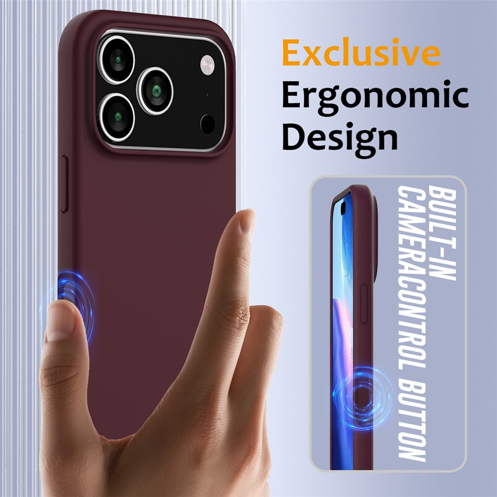For iPhone 17 Pro Max Case Compatible with MagSafe Anti-Drop Liquid Silicone Phone Cover - Wine Red