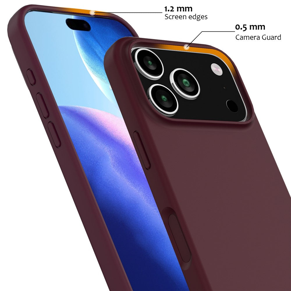 For iPhone 17 Pro Max Case Compatible with MagSafe Anti-Drop Liquid Silicone Phone Cover - Wine Red