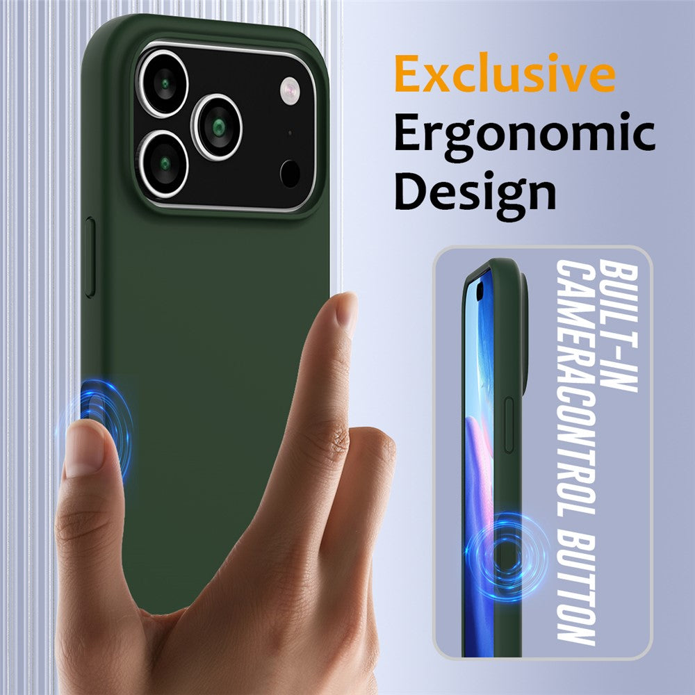For iPhone 17 Pro Max Case Compatible with MagSafe Anti-Drop Liquid Silicone Phone Cover - Dark Green