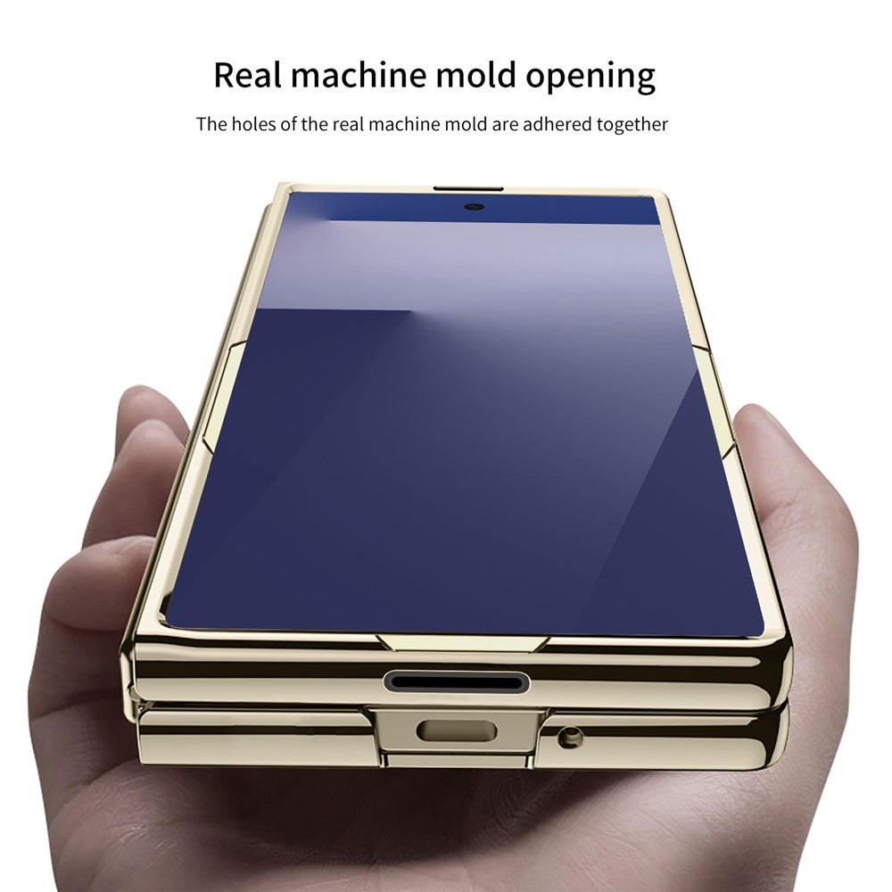 GKK For Samsung Galaxy Z Fold7 5G Case Electroplating Hard PC Tempered Glass Phone Cover with Screen Film - Silver