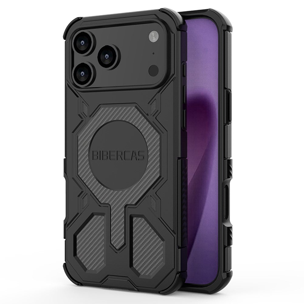 BIBERCAS J-16 Series For iPhone 17 Pro Max Case Compatible with MagSafe Anti Drop TPU + PC Phone Cover - Black