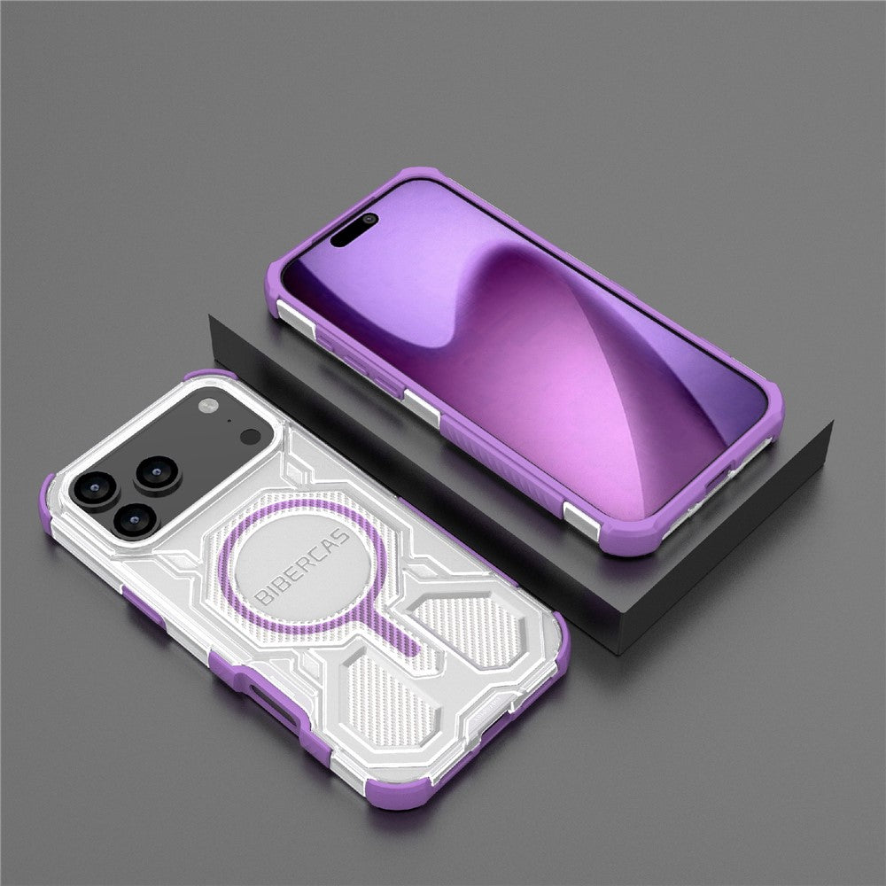 BIBERCAS J-16 Transparent Series For iPhone 17 Pro Max Case Compatible with MagSafe TPU + PC Phone Cover - Purple