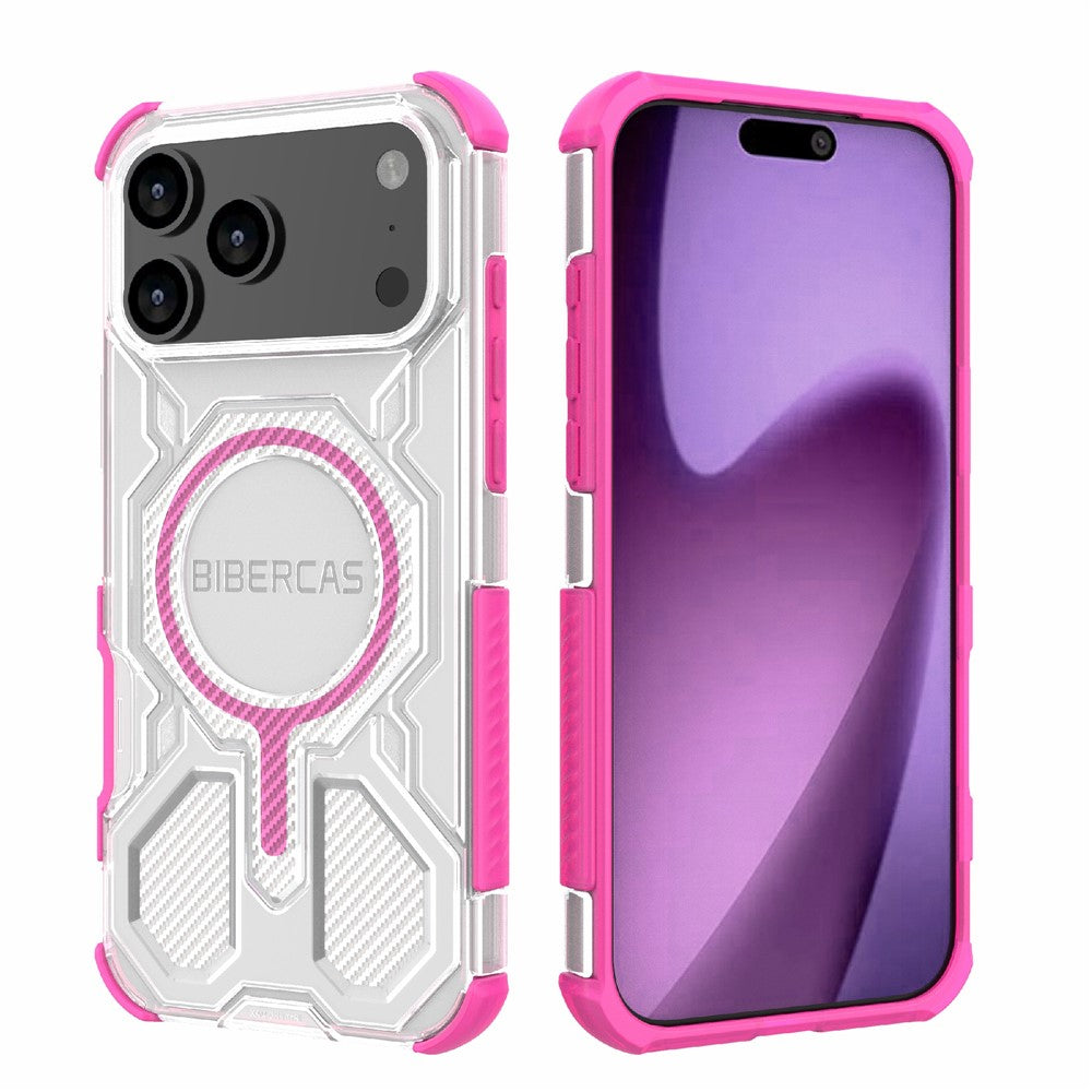 BIBERCAS J-16 Transparent Series For iPhone 17 Pro Max Case Compatible with MagSafe TPU + PC Phone Cover - Pink